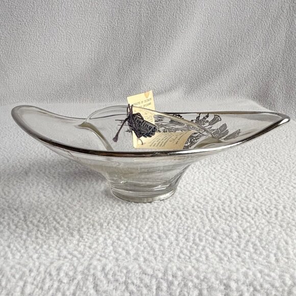 Sterling Silver on Clear Glass Flanders Poppy Divided Glass Dish - Picture 12 of 12